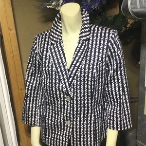 Isaac Mizrahi Live Navy & White Blazer
